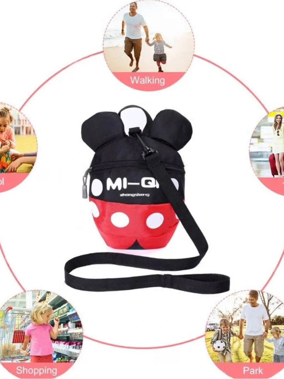 Disney Kids Black & Red Minnie Mouse Crossbody Bag with White Polka Dots
